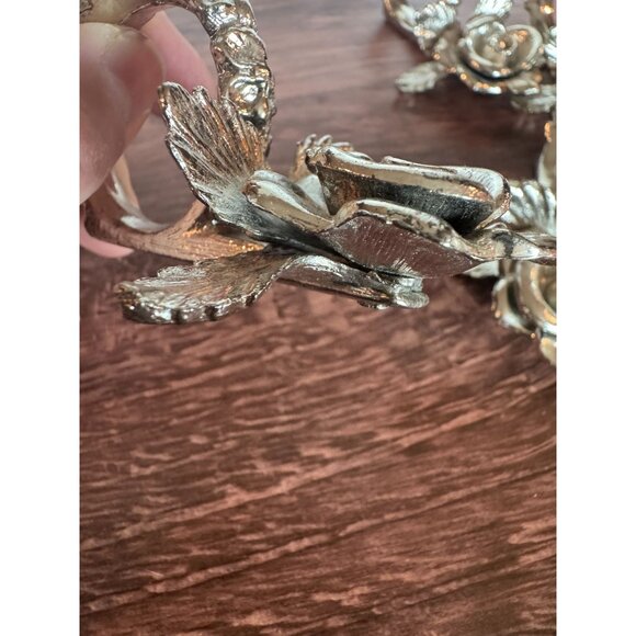 Vintage Silver-Tone Rose 🌹 Napkin Rings – Princess House Style – Set of 6 Heavy - Picture 10 of 11